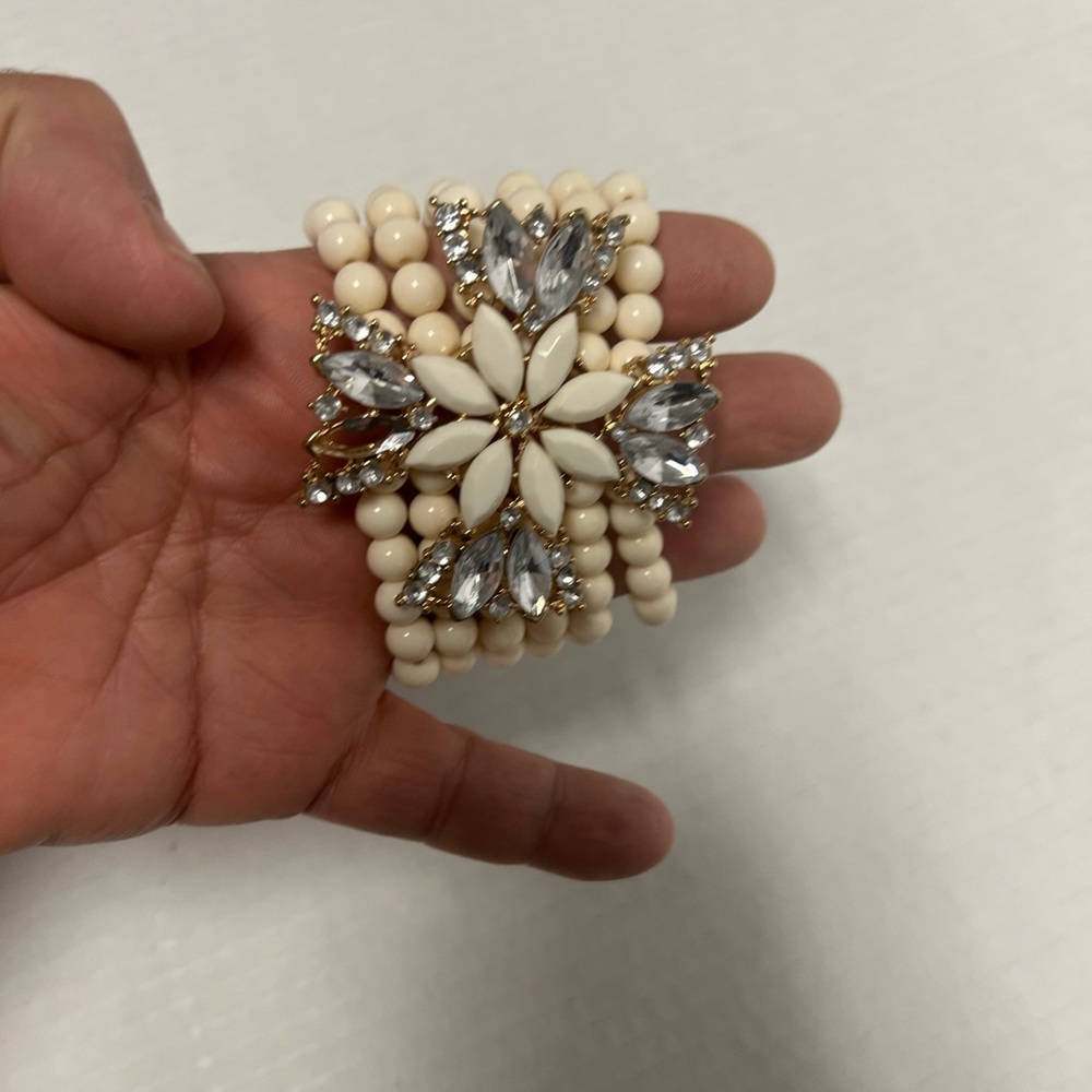 white beaded bracelet